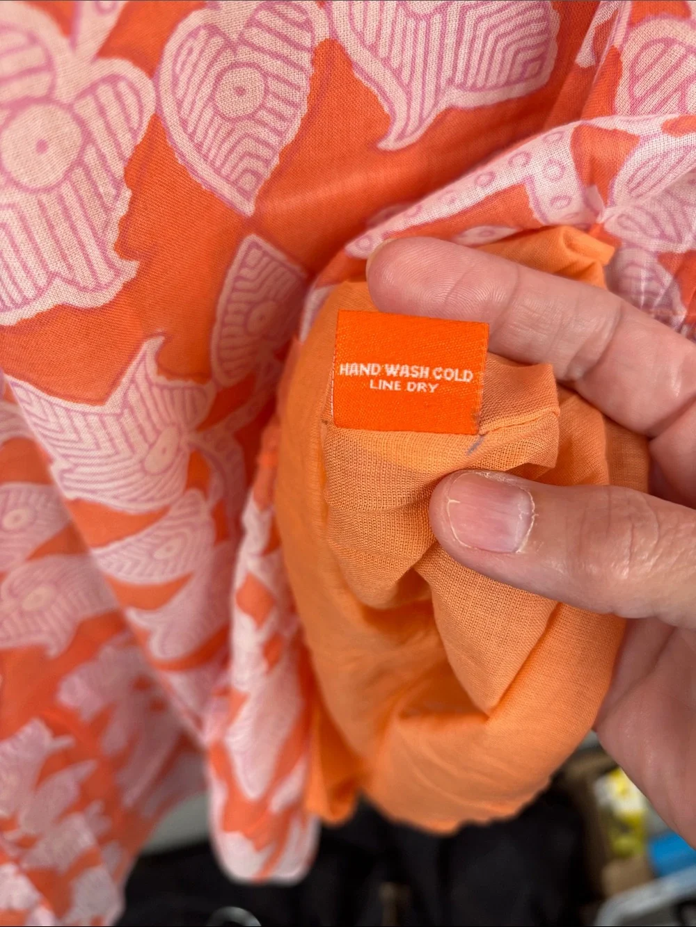 Oliphant Coral and White Printed Midi Dress sleeveless Large ruffled lined